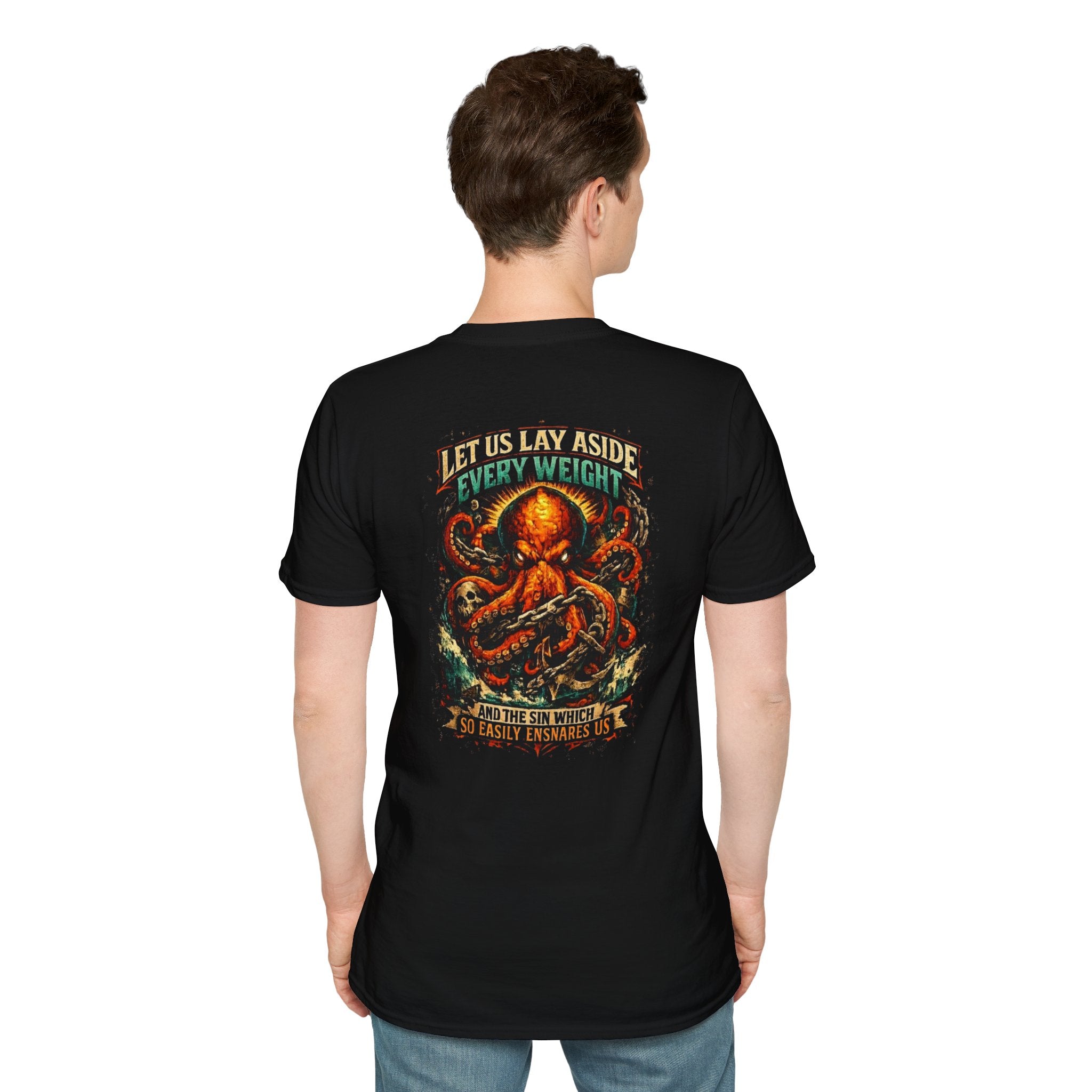 Hebrews 12:1 - "Lay Sin Aside" (Design on Back/Logo on Front)