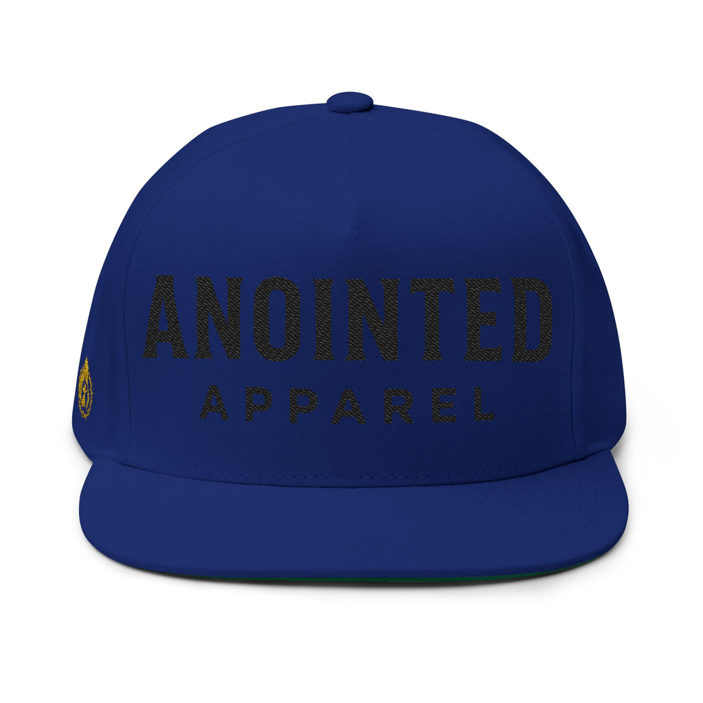 "Anointed" Flat Bill Snapback (Black) (Embroidered Front/Side)