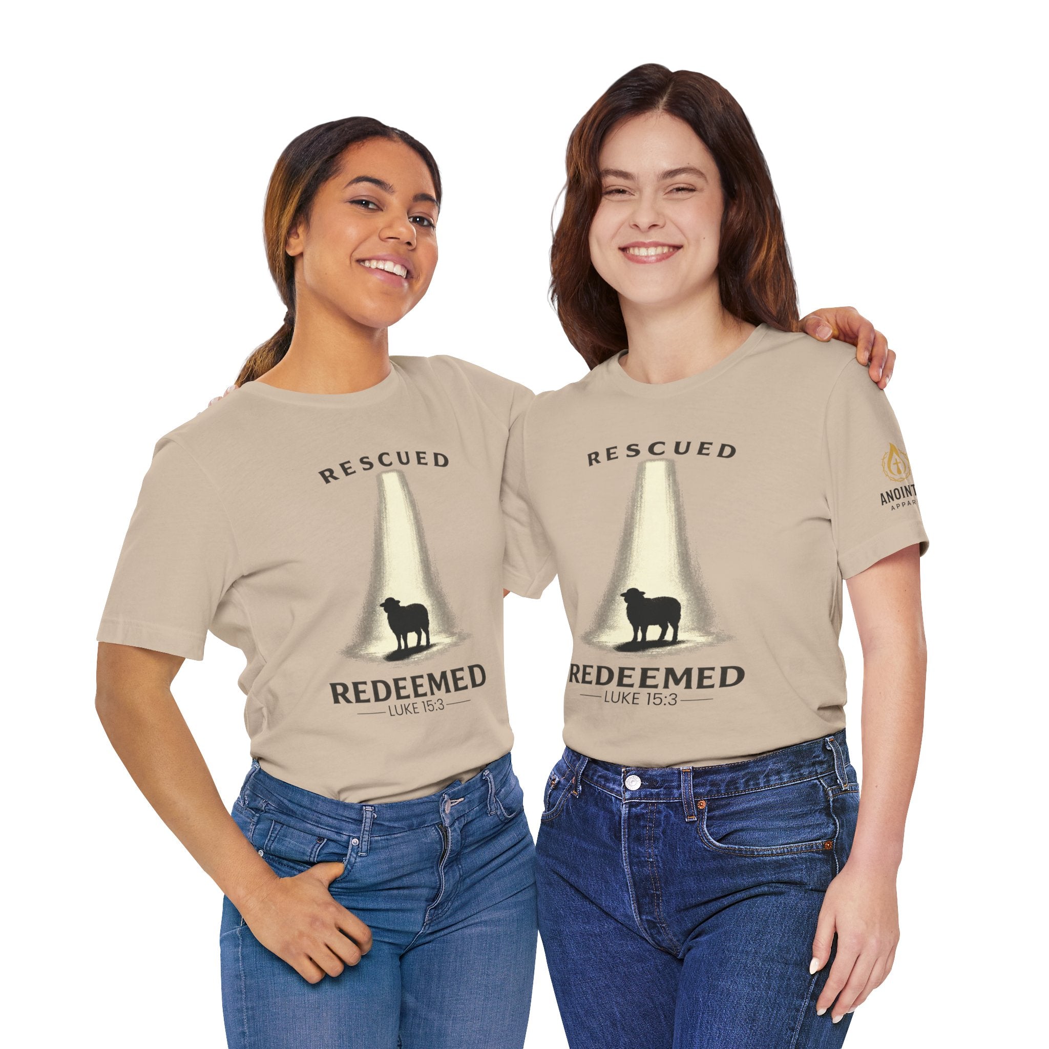 Luke 15:3 "Rescued and Redeemed" (Design on Front/Logo on Sleeve)