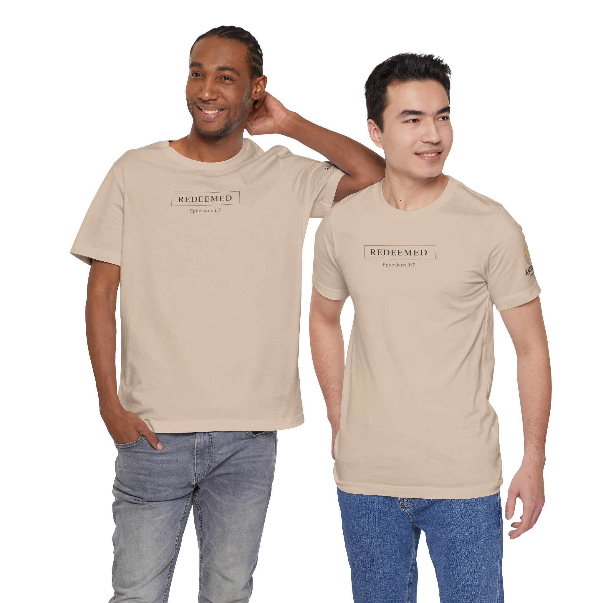 Ephesians 1:7 "Redeemed" (Design on Front/Logo on Sleeve)