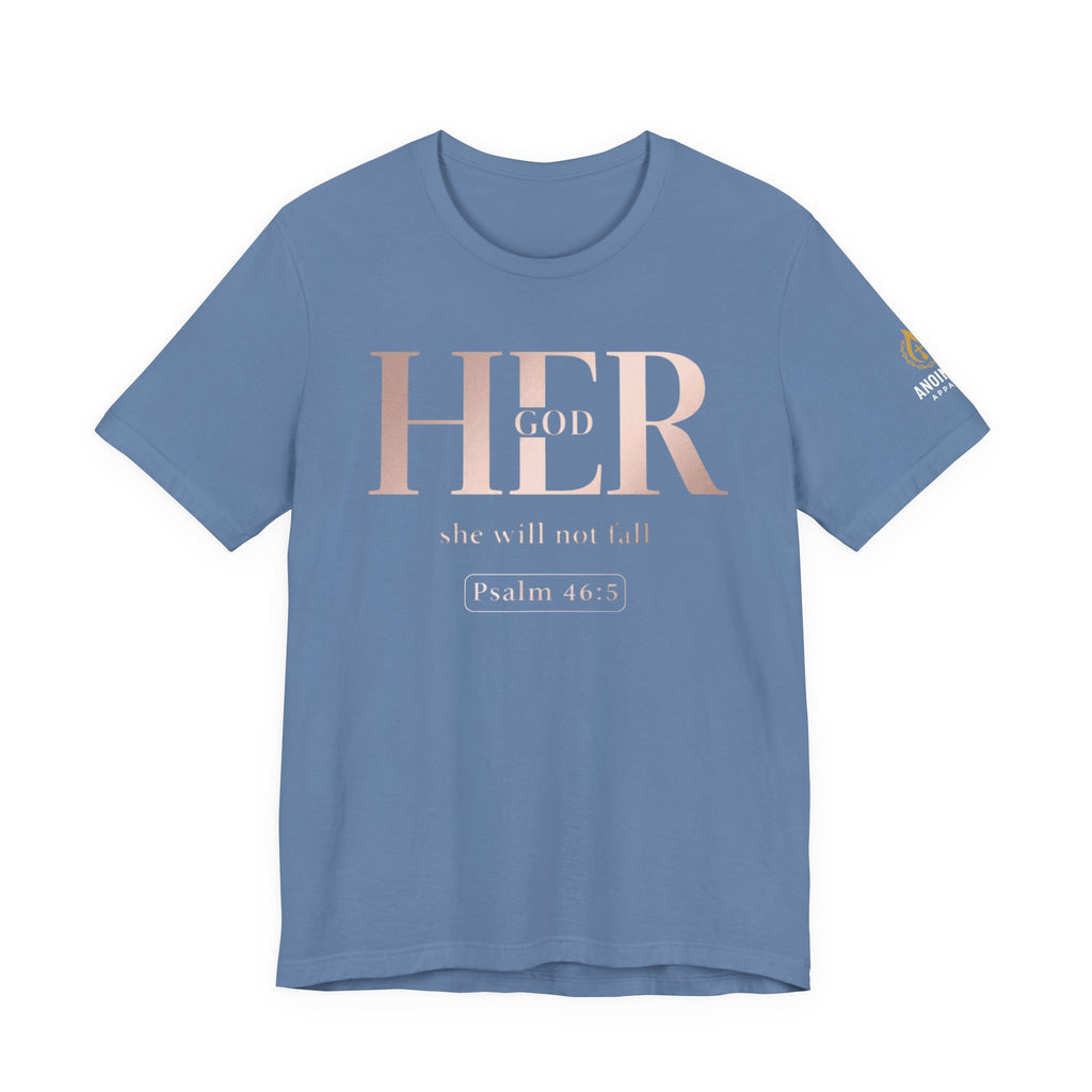Psalm 46:5 - "God is Within Her" (Ladies) (Design on Front/Logo on Sleeve)