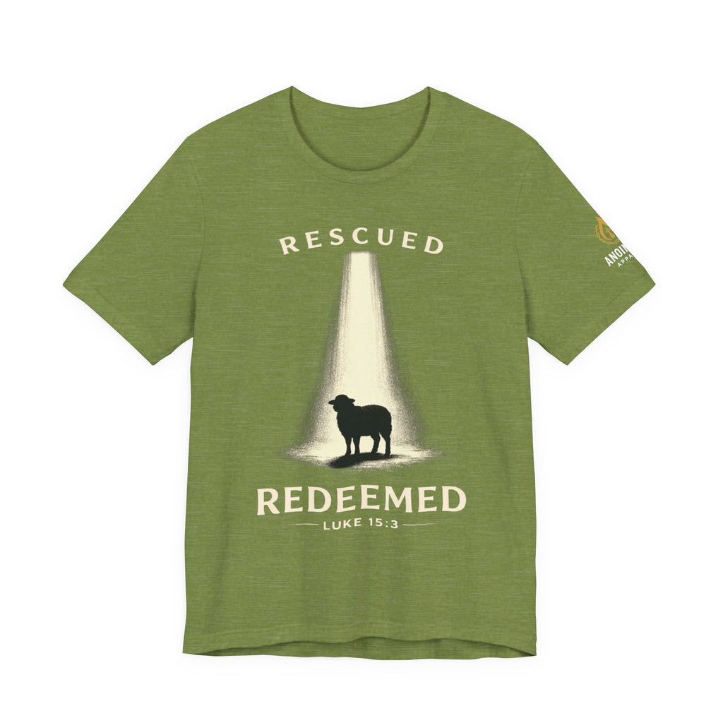 Luke 15:3 "Rescued and Redeemed" (Design on Front/Logo on Sleeve)