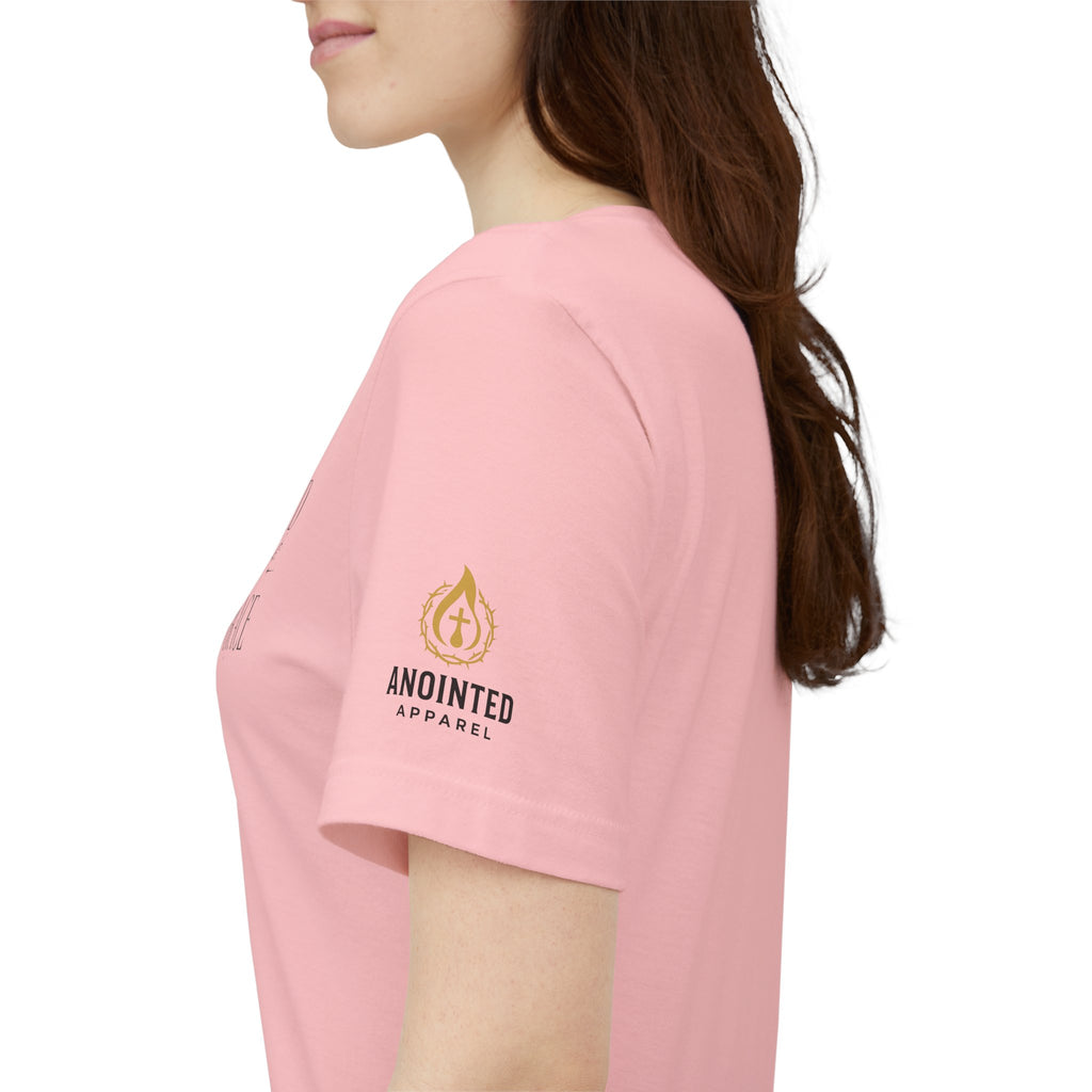 Ephesians 2:8 - "Saved by Grace" (Ladies) (Design on Front/Logo on Sleeve)