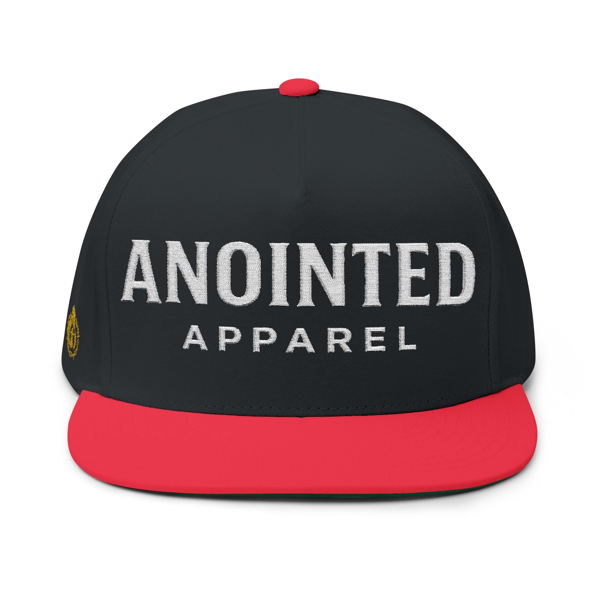 "Anointed" Flat Bill Snapback (White/No Outline) (Embroidered Front/Side)