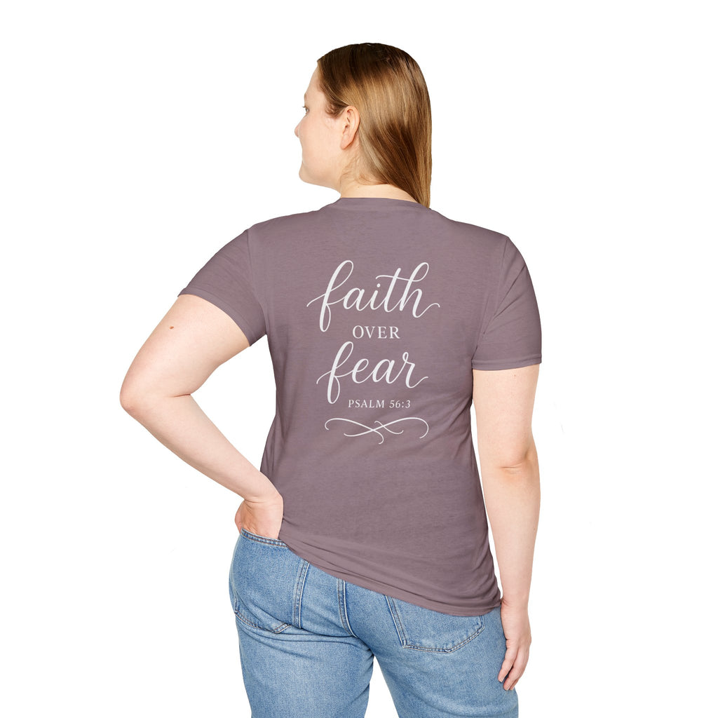 "Faith Over Fear" (Ladies) (Design on Back/Logo on Front)