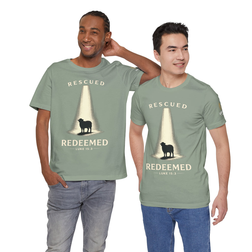 Luke 15:3 "Rescued and Redeemed" (Design on Front/Logo on Sleeve)