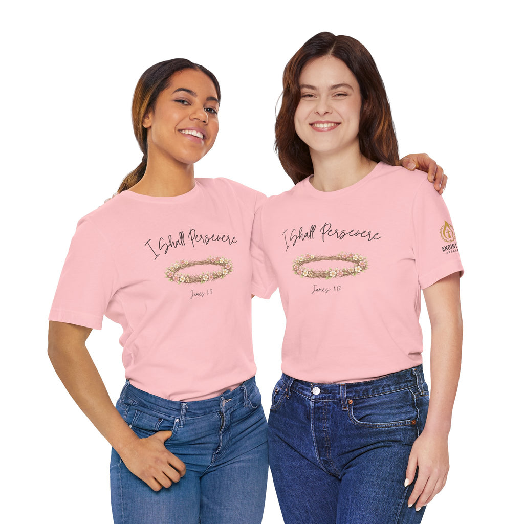 James 1:12 - "Crown of Life" (Ladies) (Design on Front/Logo on Sleeve)