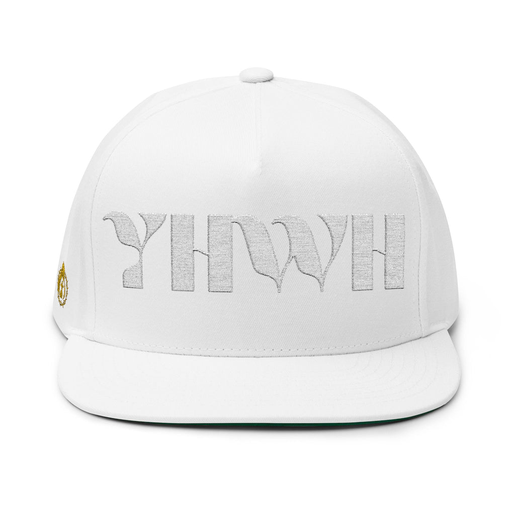 Signature Series "YHWH" (White) Flat Bill Snapback (Triple Embroidered)